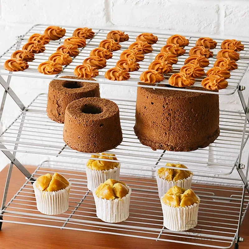 Kitchen Accessories For Baking - 접이식 다층 케이크 냉각 랙 논스틱
