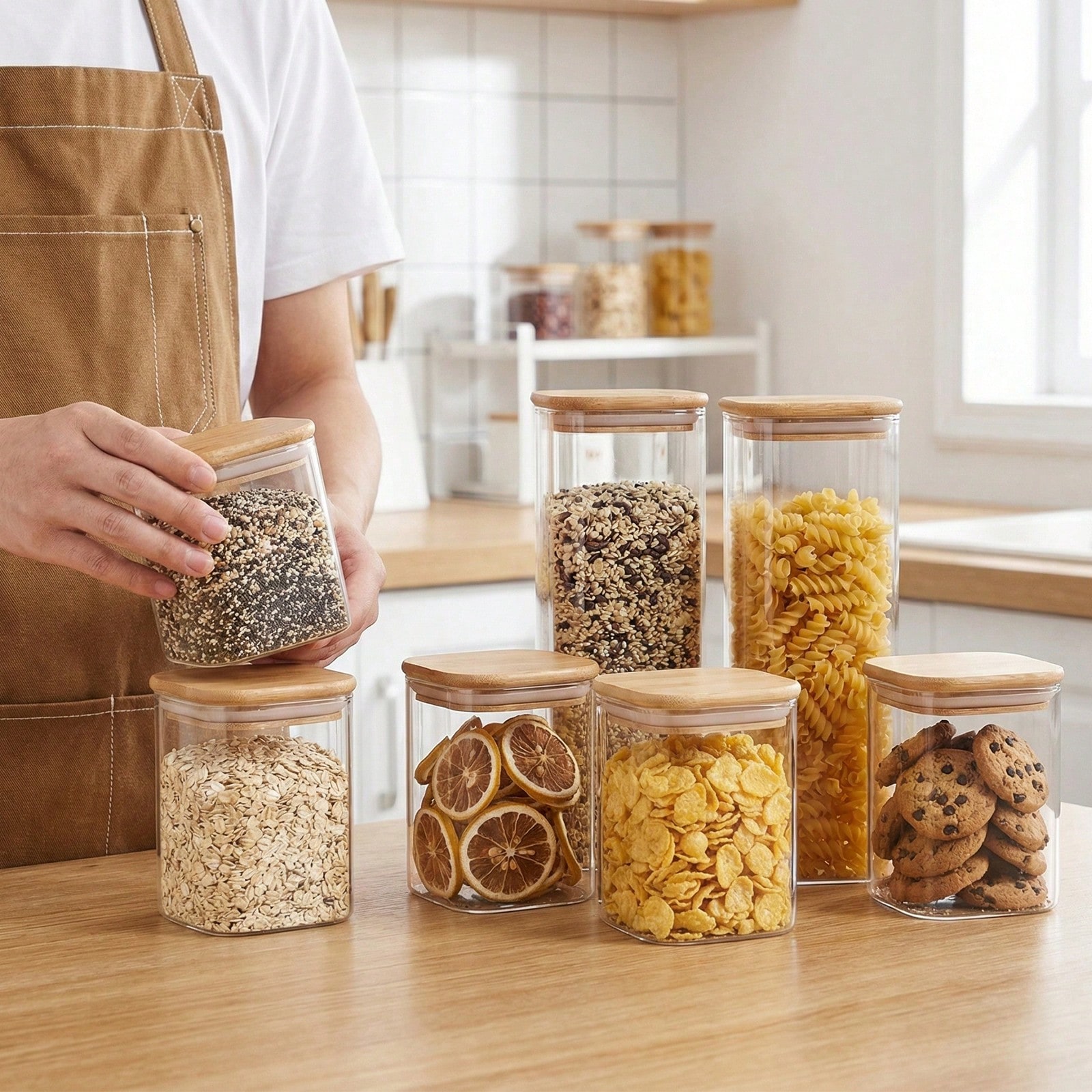 6/12개 유리 식품 보관 용기(뚜껑 포함), 밀가루, - Kitchen Baking Canisters 리뷰 및 가격