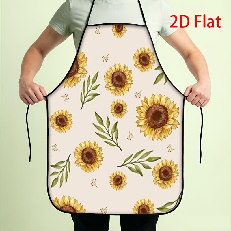 2D 프린팅된 창의적인 앞치마 1개, 해바라기 패턴,  - Kitchen Baking Background 리뷰 및 가격